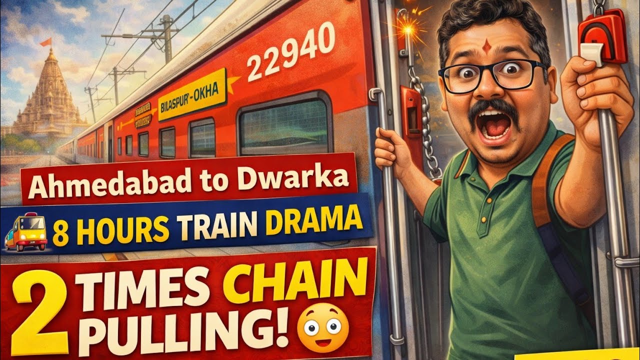 Bilaspur–Okha Superfast Express | 2 Baar Chain Pulling Incident 😱 | Ahmedabad to Dwarka Train Vlog