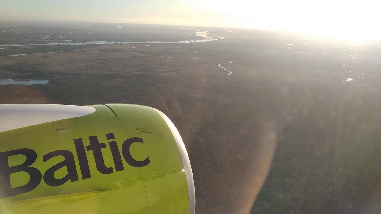 AirBaltic Riga(RIX) approach/landing NEW Airbus A220-300(Bombardier CS300) YL-AAT 19.12.2019