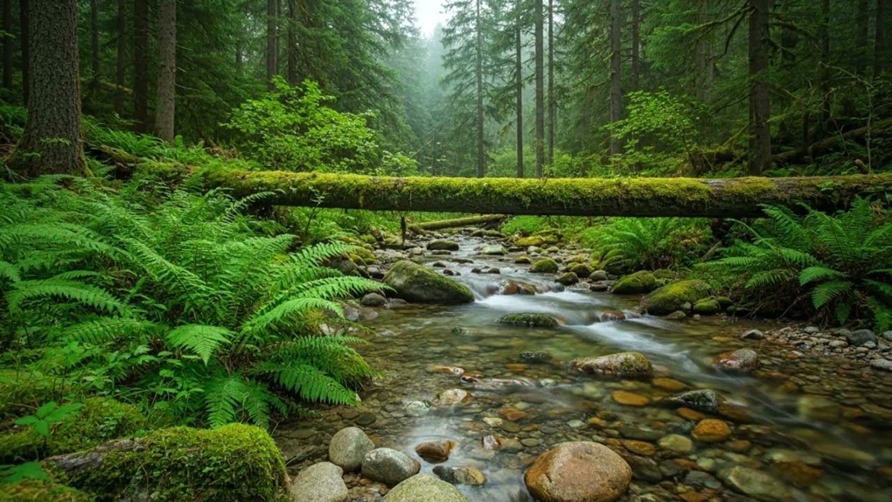 Calming Forest Ambience Birds Singing Beautiful Stream Sounds for Deep Sleep, Study Focus, Medicine