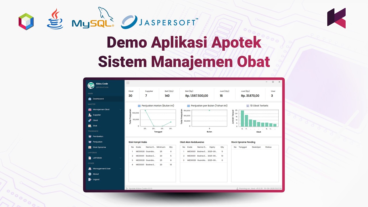 Aplikasi Desktop Apotek - Sistem Manajemen Obat | Java Swing Netbeans dan MySQL