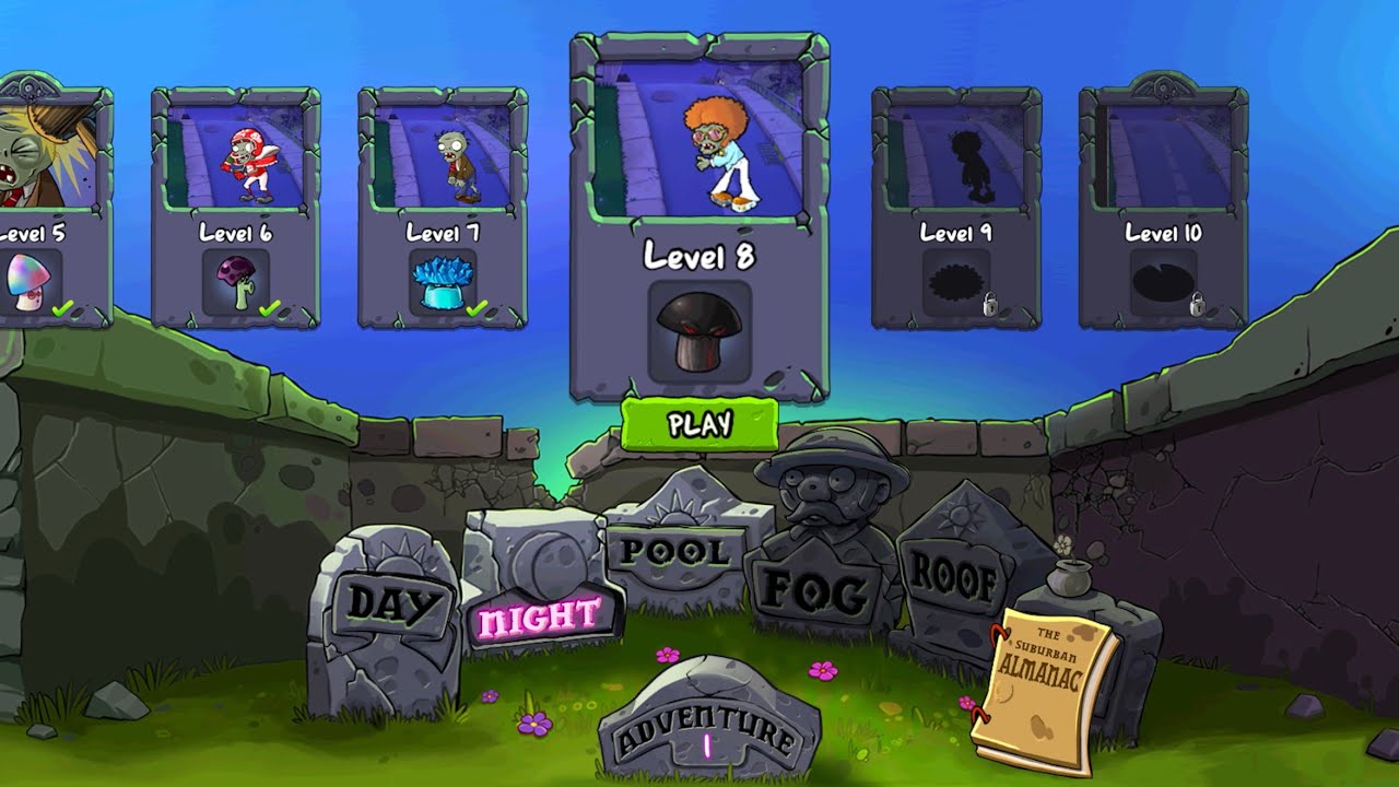 Plants vs Zombies level 8 (night)