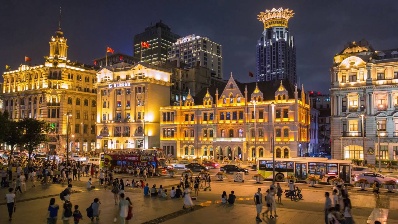 중국 상하이 와이탄의 화려한 야경 타임랩스 View from Bund, Shanghai 4K