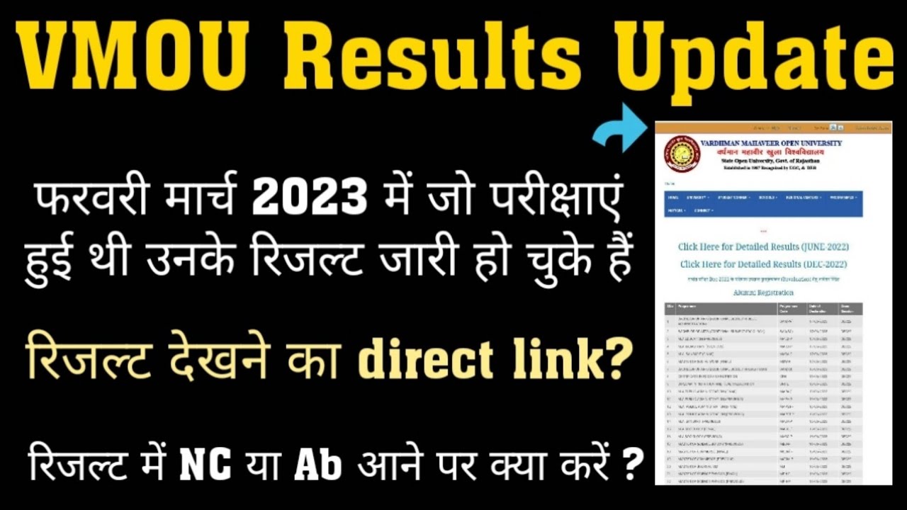 vmou dec 2022 result l vmou result kaise dekhe l vmou result 2023 l vmou news