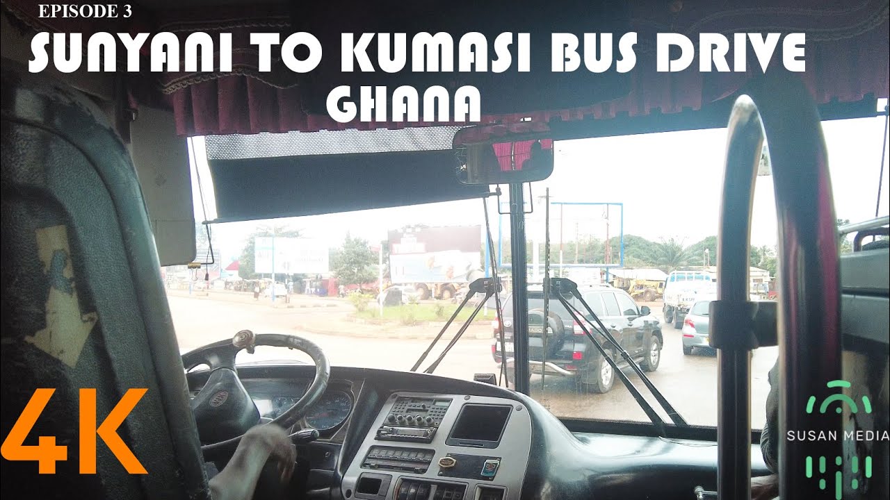 E03 Sunyani To Kumasi Bus Drive from Area 4 To Abesim Ghana 4K