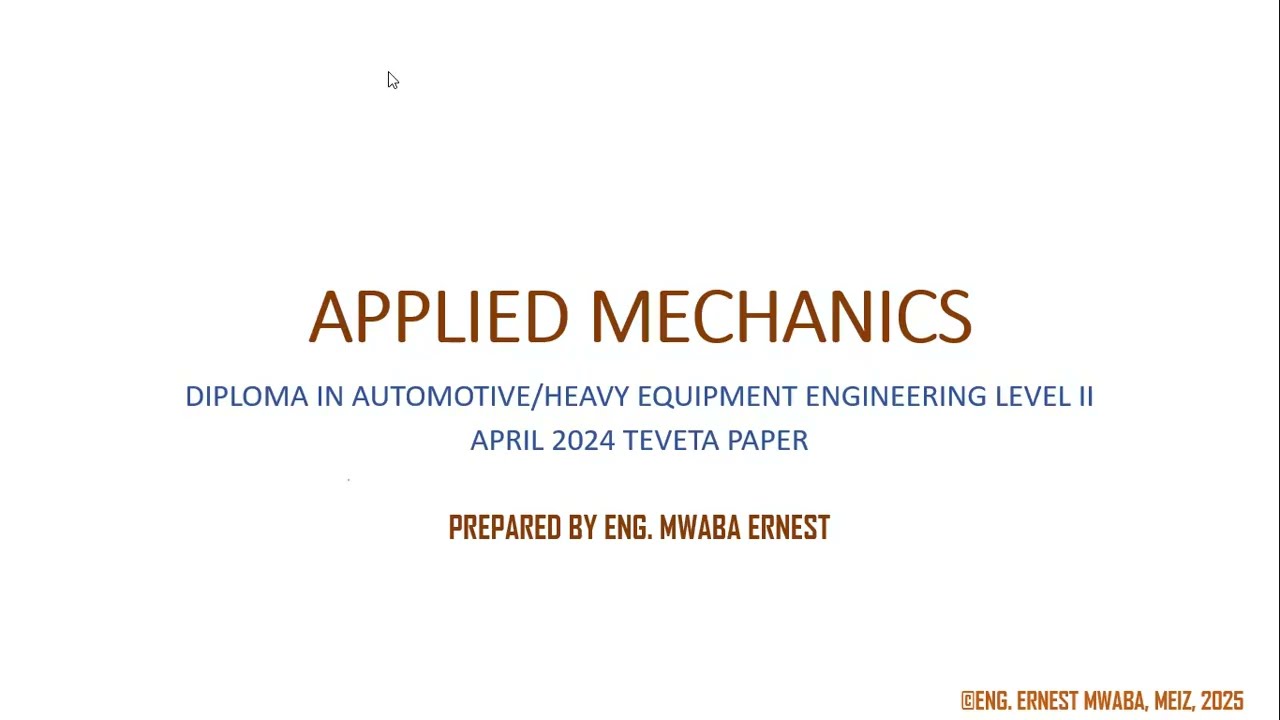 APPLIED MECHANICS  2024 TEVETA PAPER  PART I