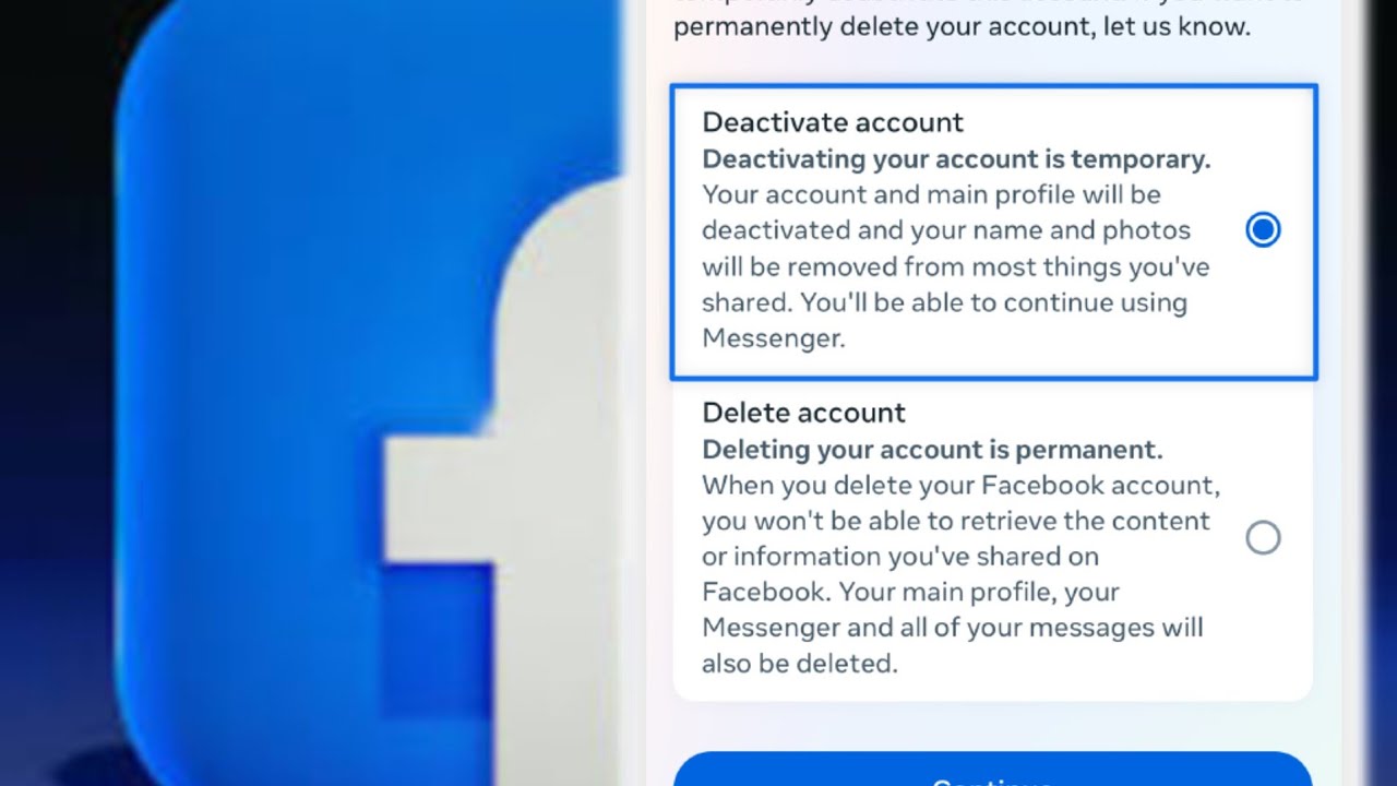 Kumno ban delete lane deactivate ia u Facebook account?