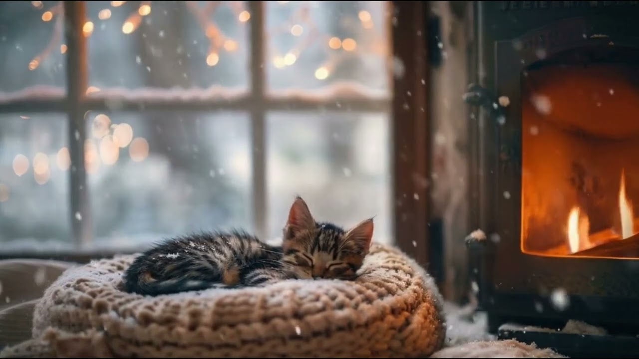 🔥 Cat Sleep Music 10 Hours | Fireplace Piano for Deep Relaxation | Night Calm