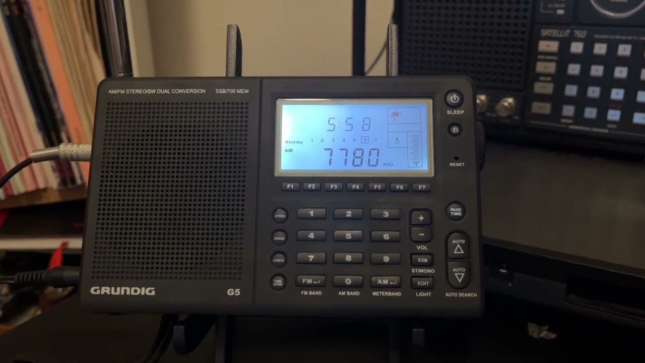 WRN via in English WRMI on 7780 KHz. Heard in Texas on Grundig G5 on 125 ft longwire. 05:57 UTC. 