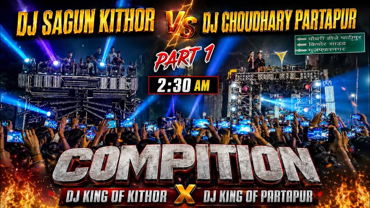DJ SAGUN KITHOR VS DJ CHOUDHARY Part 1 2:30 AM Full Competition Haridwar KAWAD Yatra #djsagun