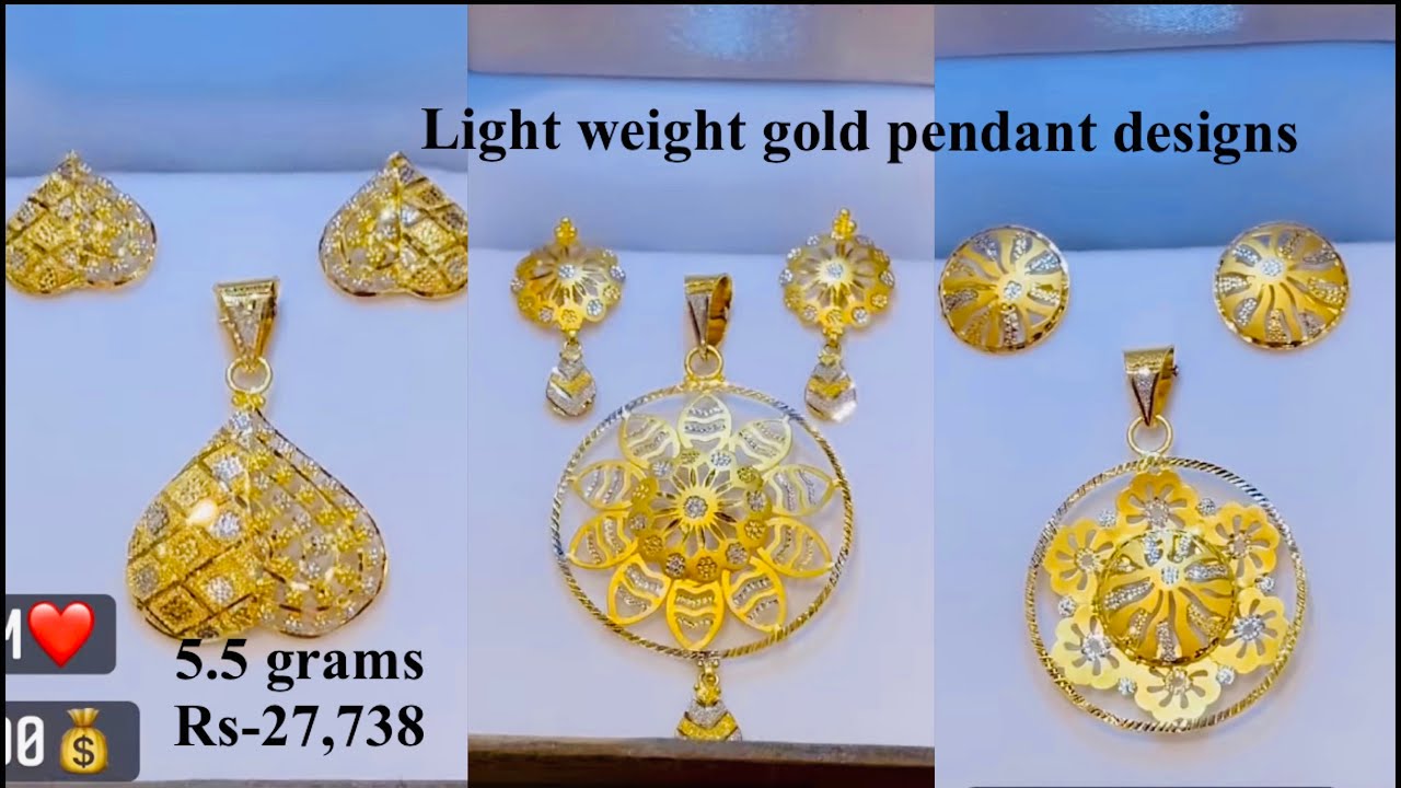 unique Gold Pendant Set With Price and Weight | gold pendant set designs