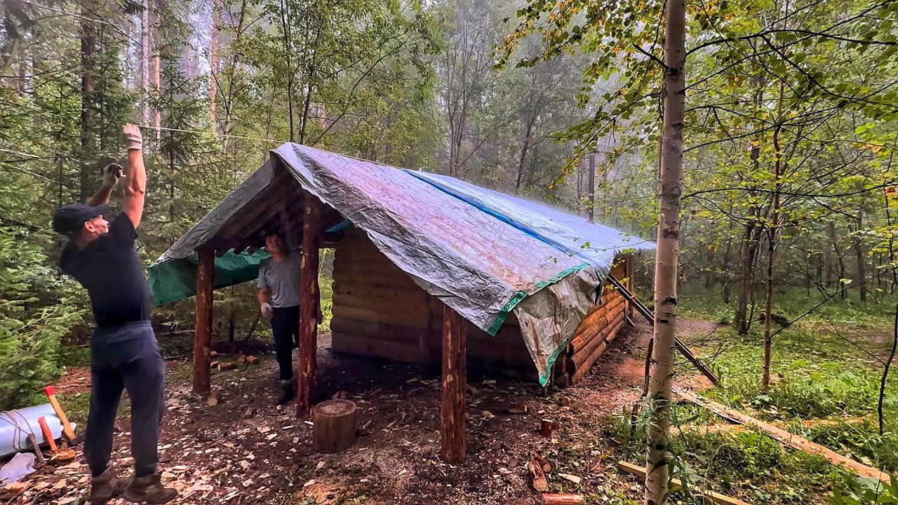 My brother and ME are building an extension to our log cabin.