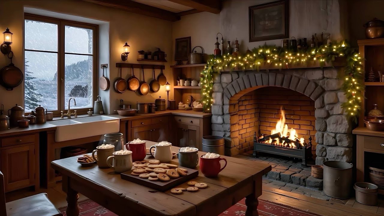 Cozy Winter Cottage Seaside | Fireplace, Ocean, Kitchen Ambience | Relax, Study, Read, Focus, Sleep