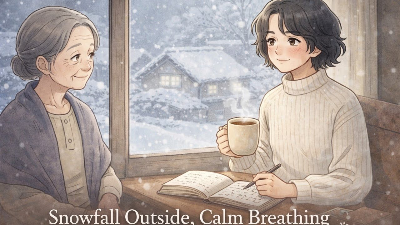 Living Inside a Ghibli Scene ❄️ Snowfall Outside, Calm Breathing Within | Cozy Winter ASMR 