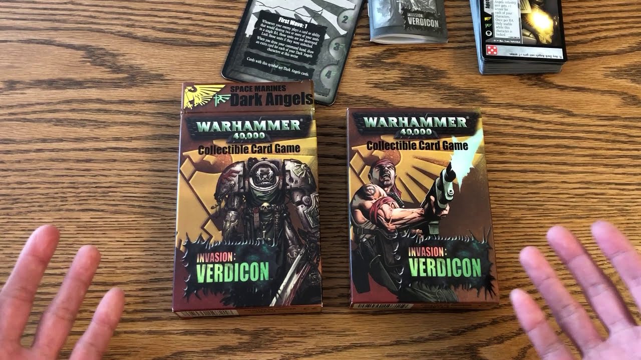 Starter Deck Unboxing: Warhammer 40K CCG - Dark Angels & Catachans (Verdicon expansion)