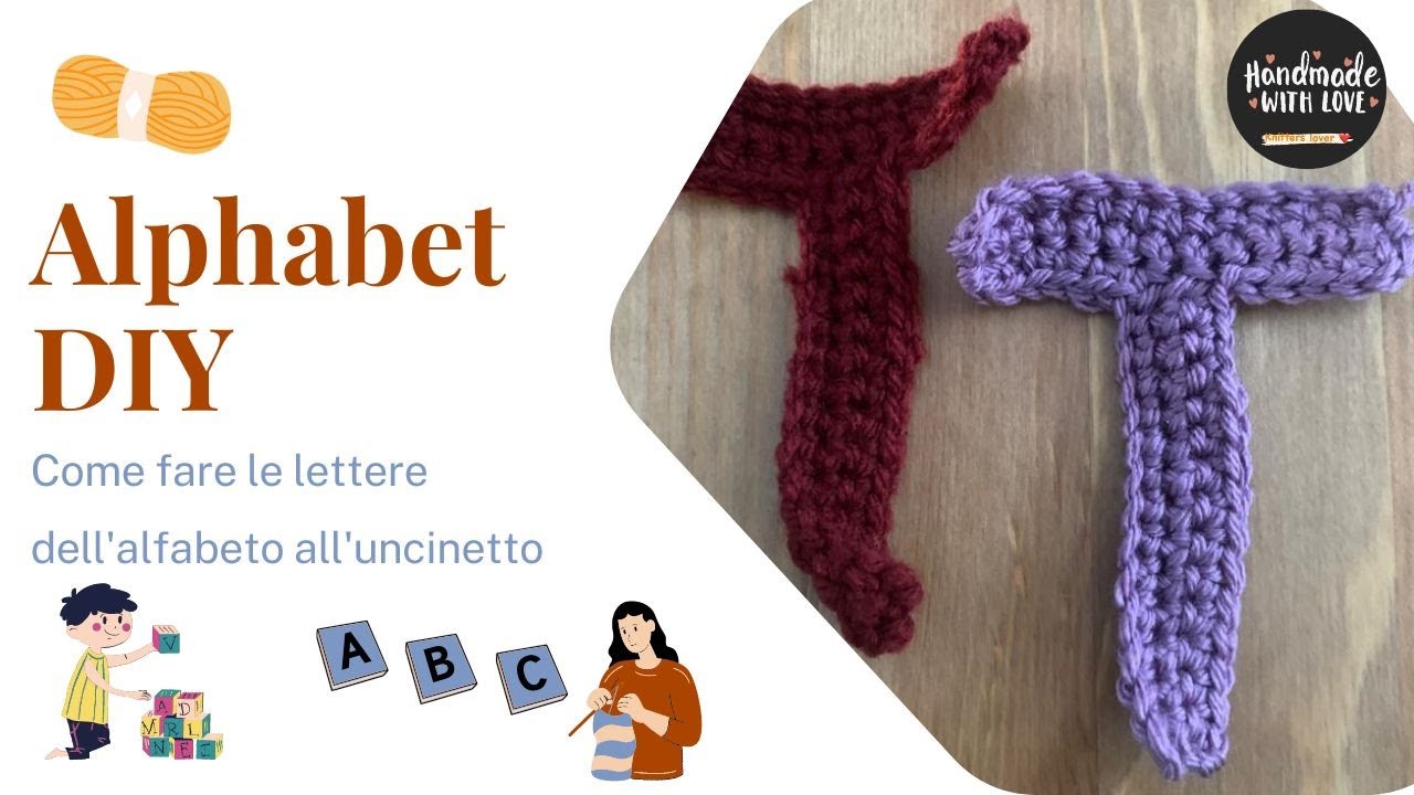 DIY How to crochet Alphabet : Letter T🧶🧶🧶(ENG-ITA)