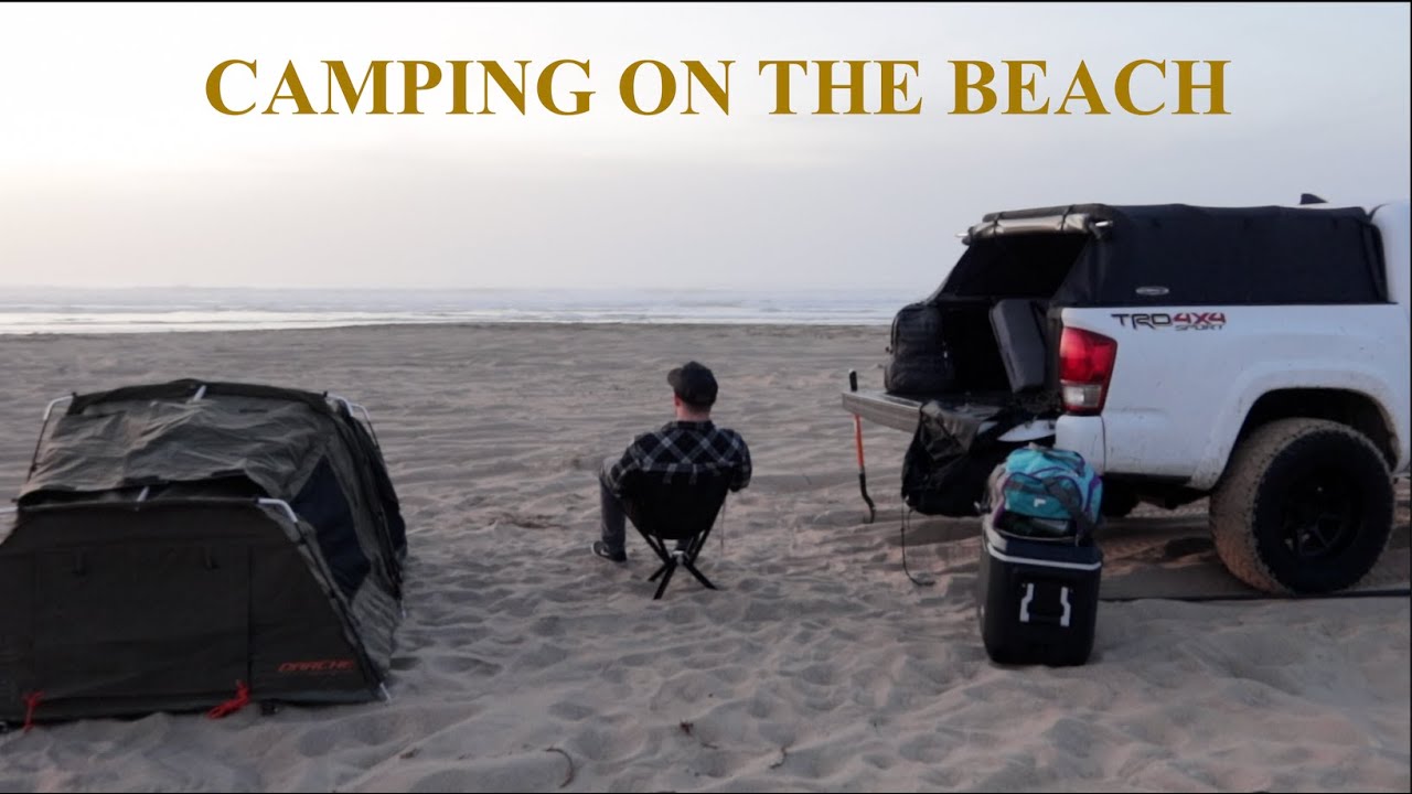 Camping SOLO on the BEACH in CA [ homemade FRENCH FRIES, American burger, ocean sounds ]