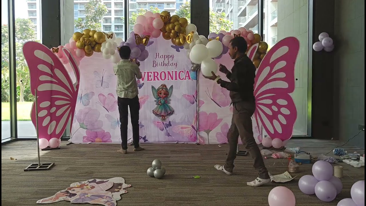 Balloon decoration ideas _ butterfly theme decoration birthday party 🎉 birthday decoration ideas