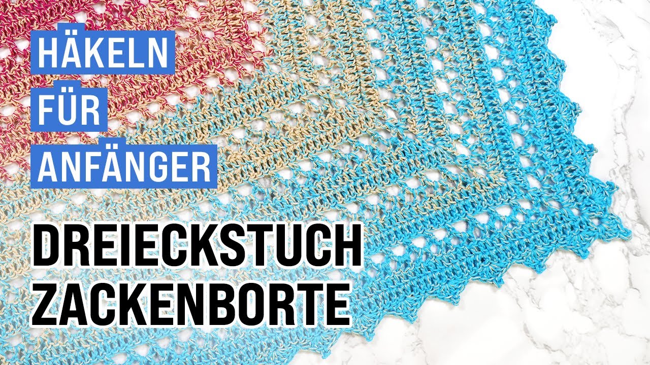 Dreieckstuch mit Luftmaschenbögen, V-Maschen und Zackenborte