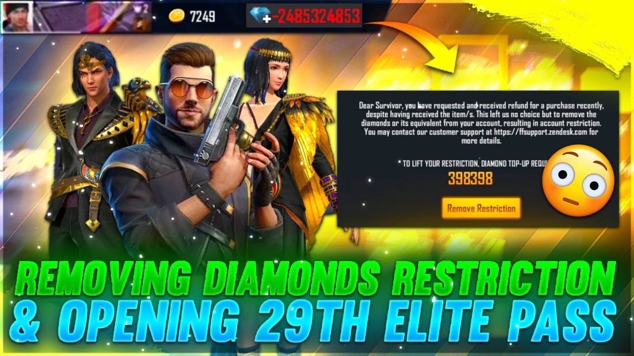 REMOVING DIAMONDS RESTRICTION😯AND OPENING NEW SEASON ELITE PASS IN SUBSCRIBER ACCOUNT - FREE FIRE