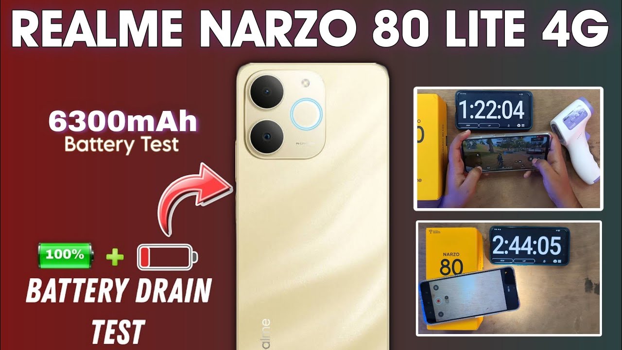 Тест разряда аккумулятора Realme Narzo 80 Lite 4G — Тест разряда аккумулятора 6300 мА·ч — 100% — ...