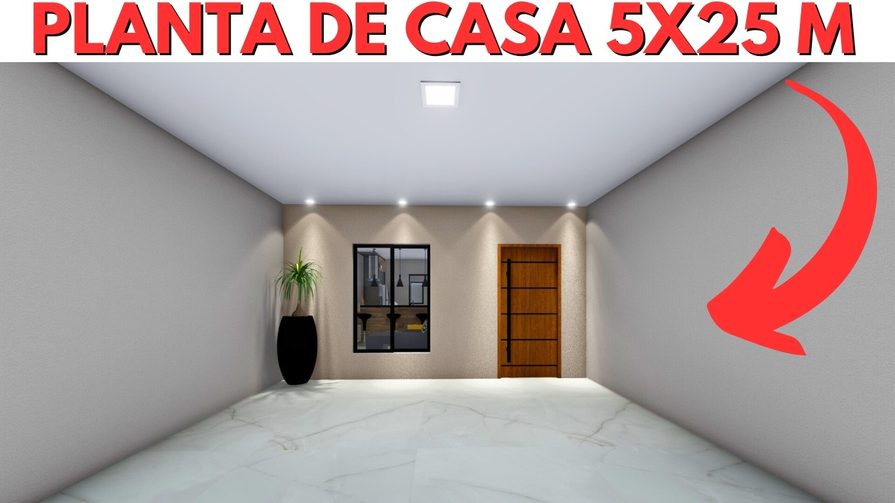 PLANTA DE CASA 5X25 METROS COM 3 QUARTOS!