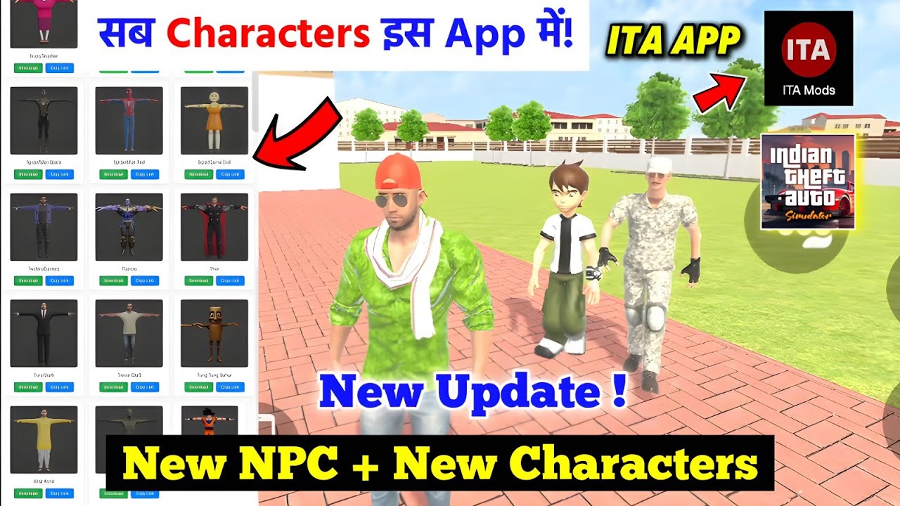 indian Theft Auto New Update | indian Theft Auto ITA MENU Features | ITA MODS APP | NEW CHARACTERS