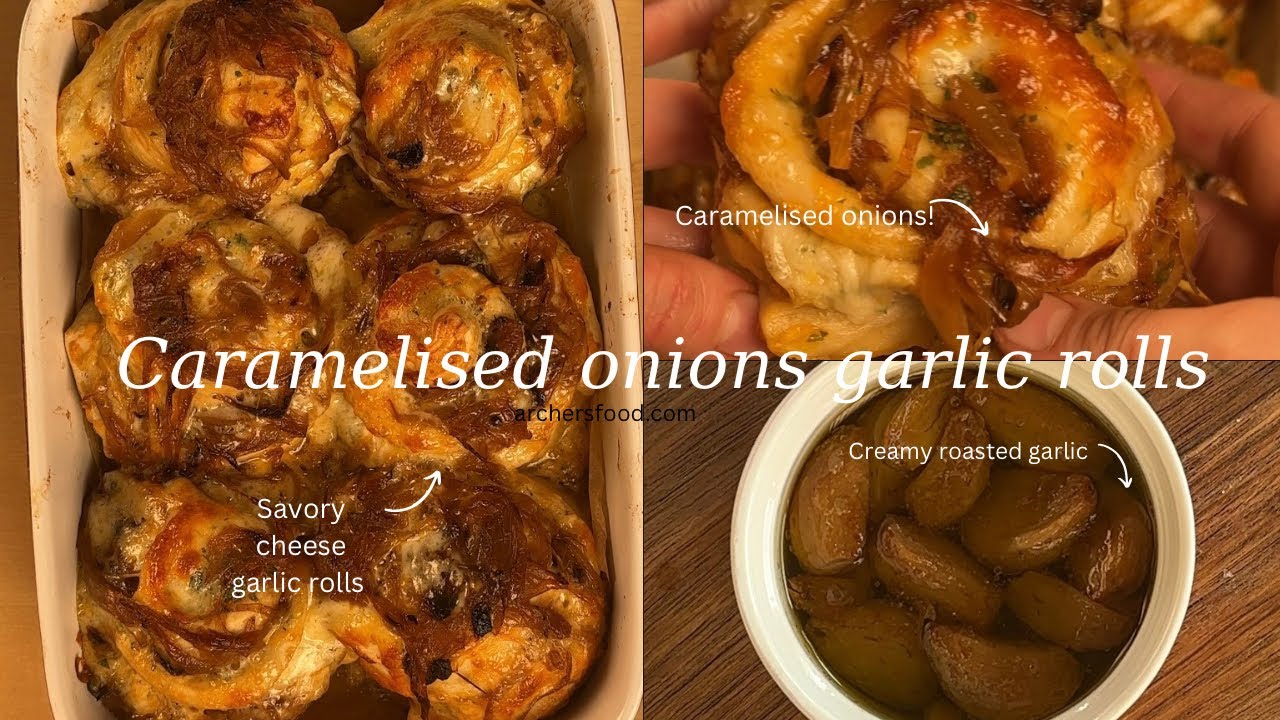 Caramelised onions cheesy garlic rolls 