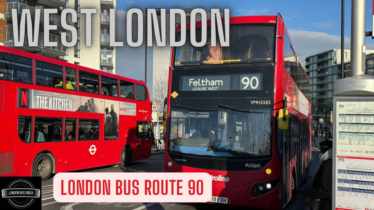 🌞 Exploring London Bus Route 90 on a Glorious Sunny Day in January! 🇬🇧🚌