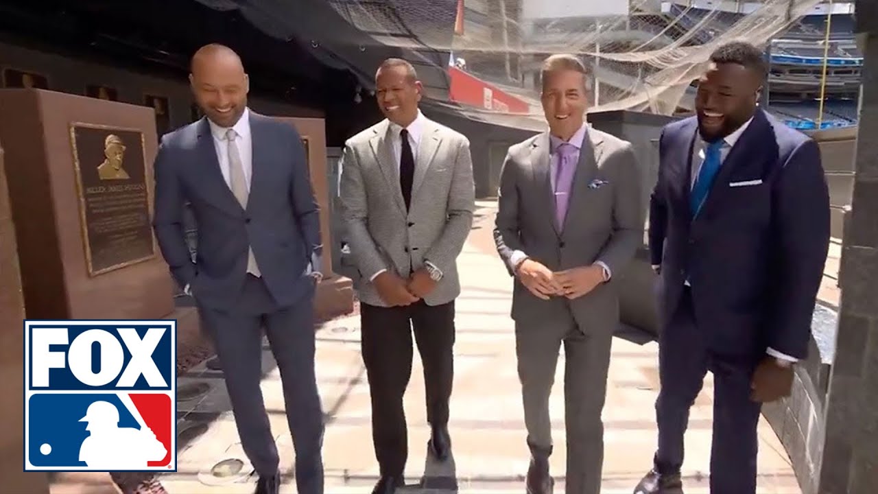 The 'MLB on FOX' crew takes a stroll through Monument Park at Yankee Stadium