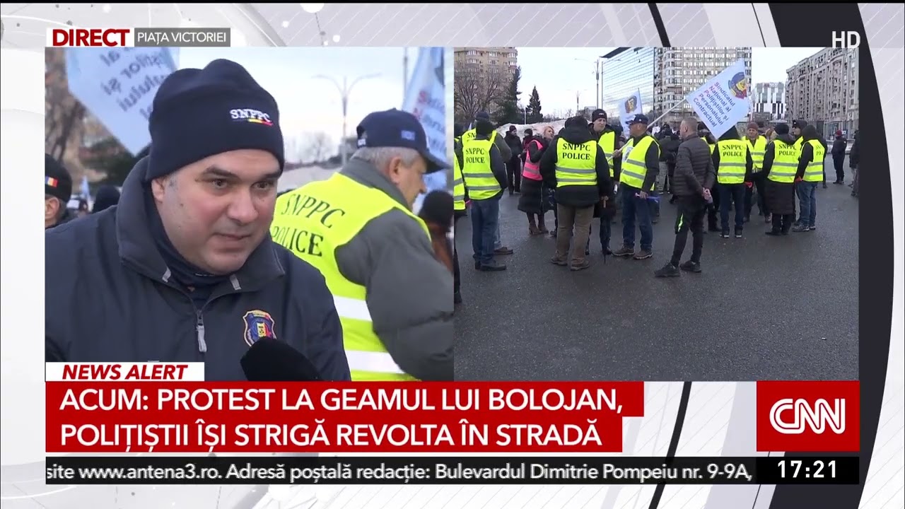 Protest la geamul lui Bolojan, polițiștii își strigă revolta în stradă