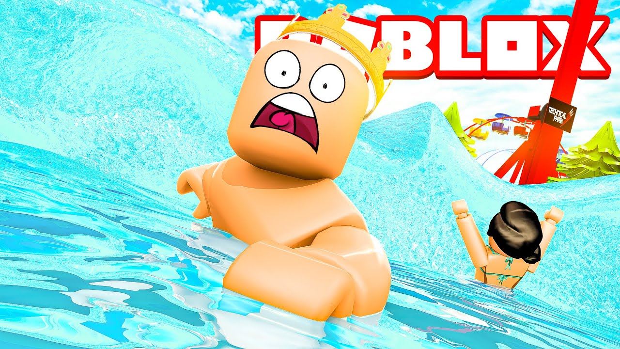 ESCAPING a HUGE WAVE at the WATER PARK | Roblox