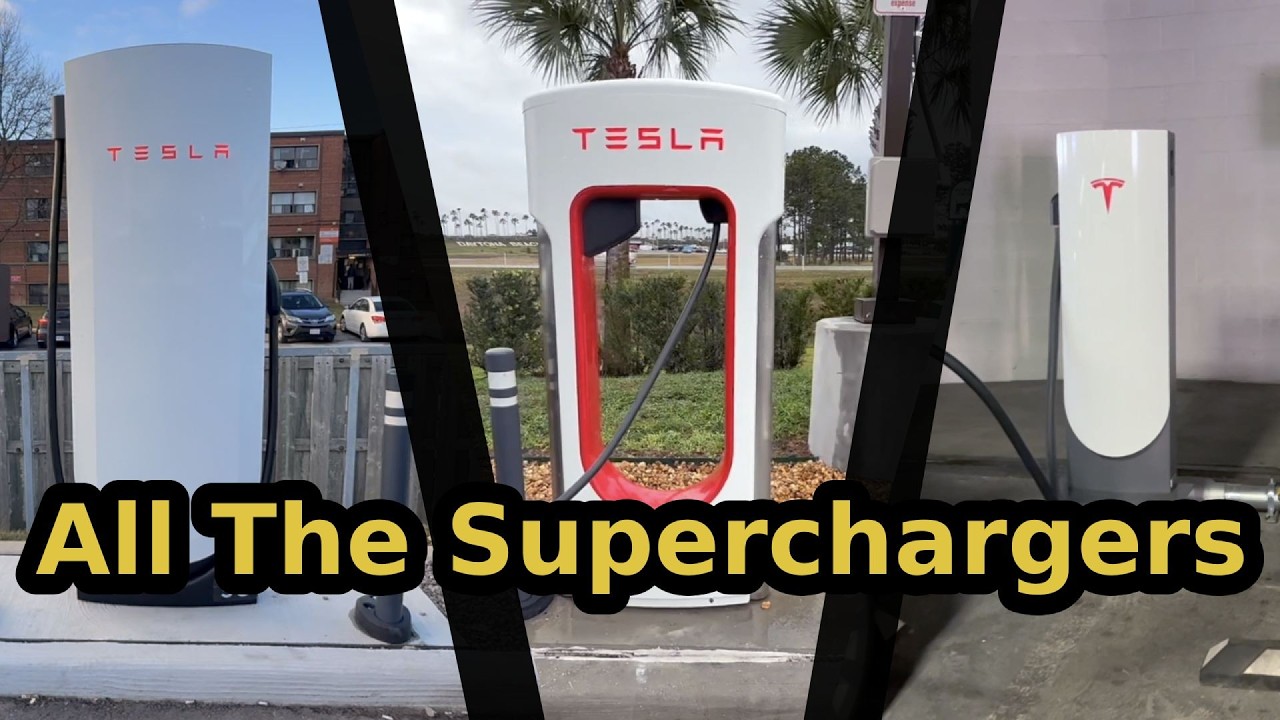 Все версии суперзарядных станций: эволюция зарядной сети Tesla.