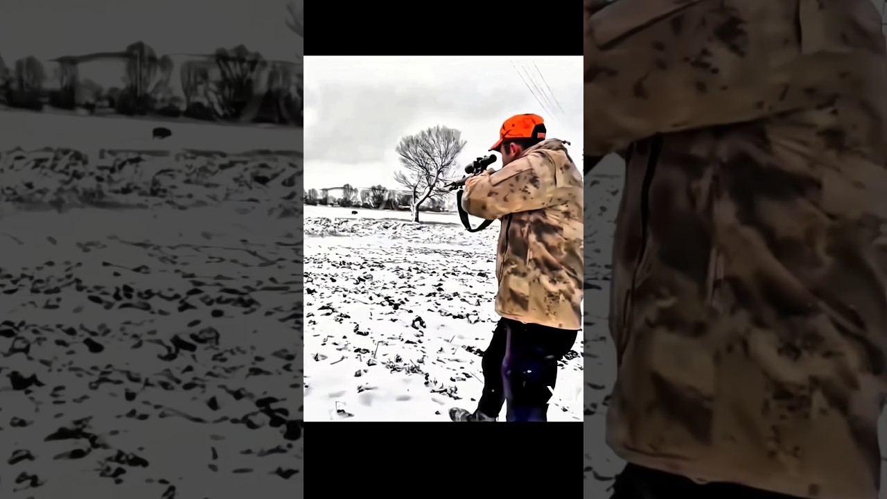 Охота на кабана в снегу &ndash; Реальный выстрел с близкого расстояния ❄️🐗#challenge#chase#boarhunting