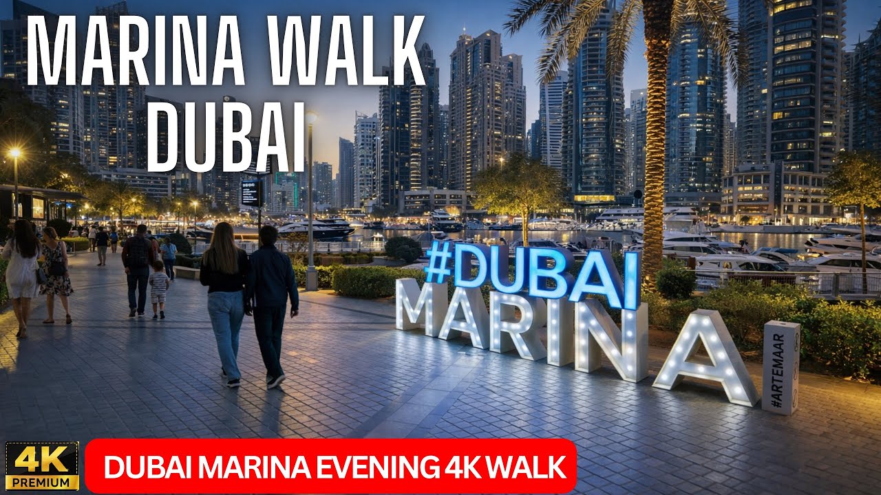 Dubai [4K] Amazing Marina Evening Walk 🇦🇪 | Beautiful Waterfront Walking Tour 4K