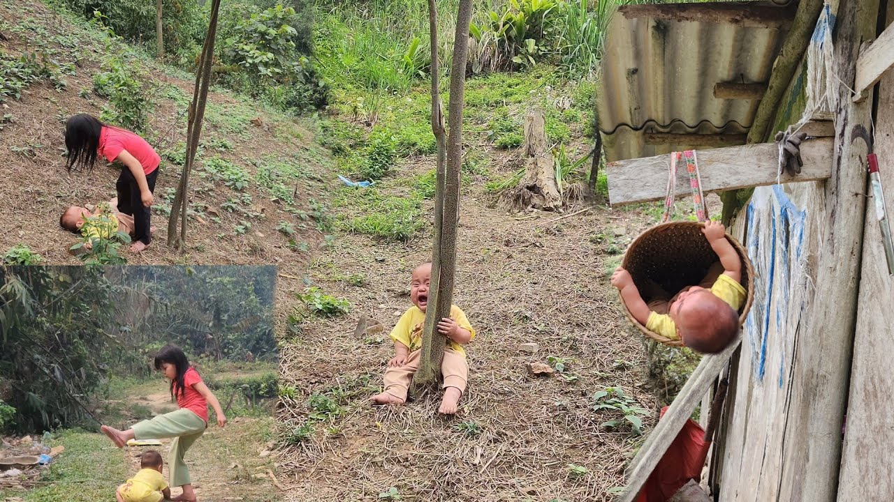 full videos: single mother takes her child to work and cuts bananas to sell