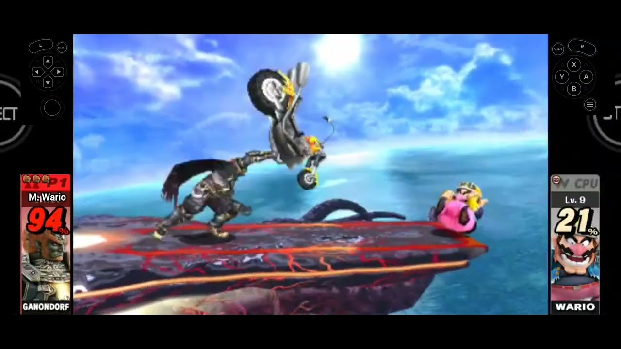 Ganondorf vs Wario sur Super Smash Bros 3DS emulateur