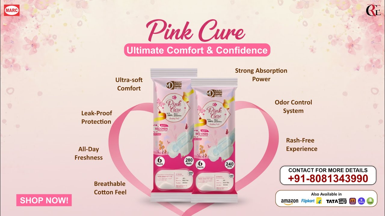 Pink Cure Sanitary Pads | Ultimate Comfort, Rash-Free & Leak-Proof Protection