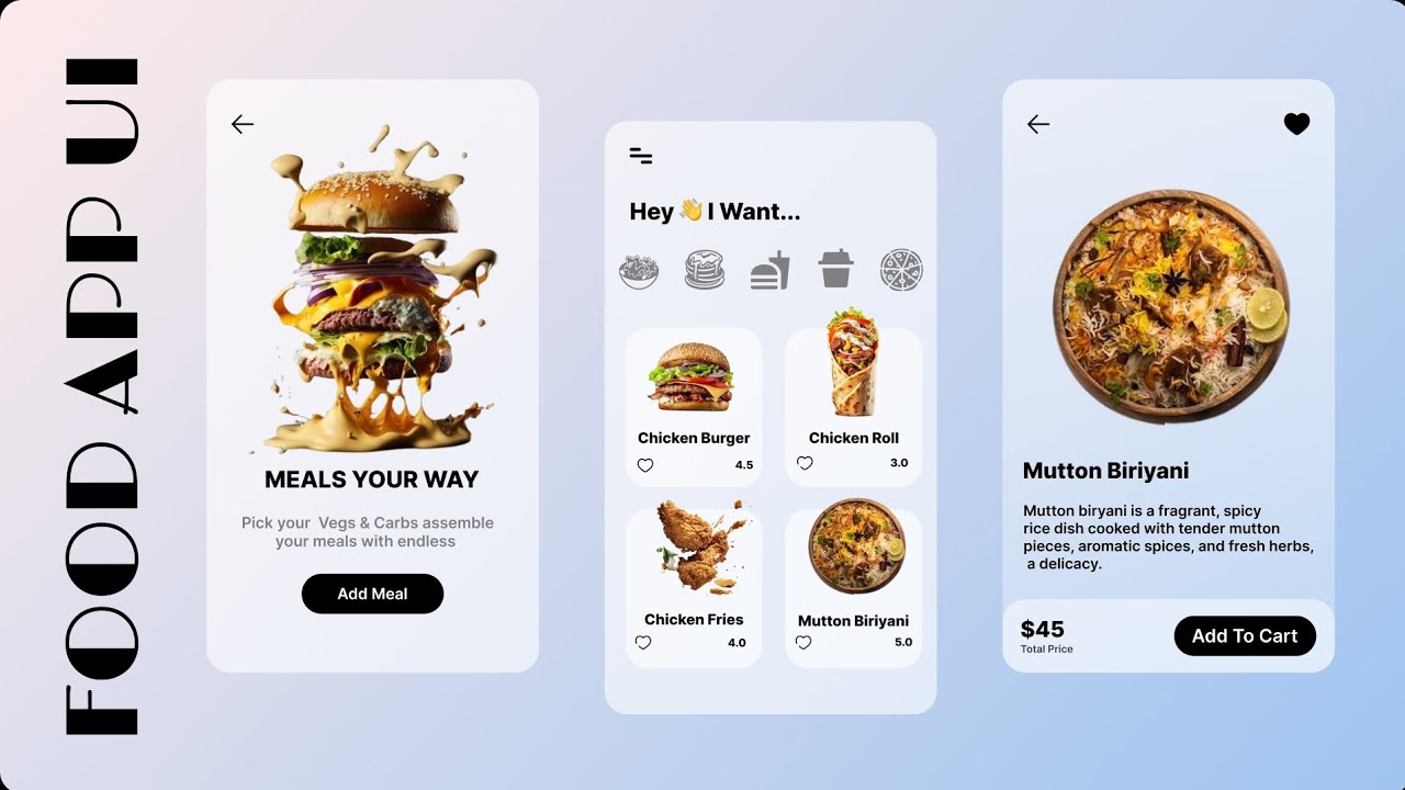 Figma Food🍟 App UI || Tutorial For Beginners|| #trending #figma #youtube