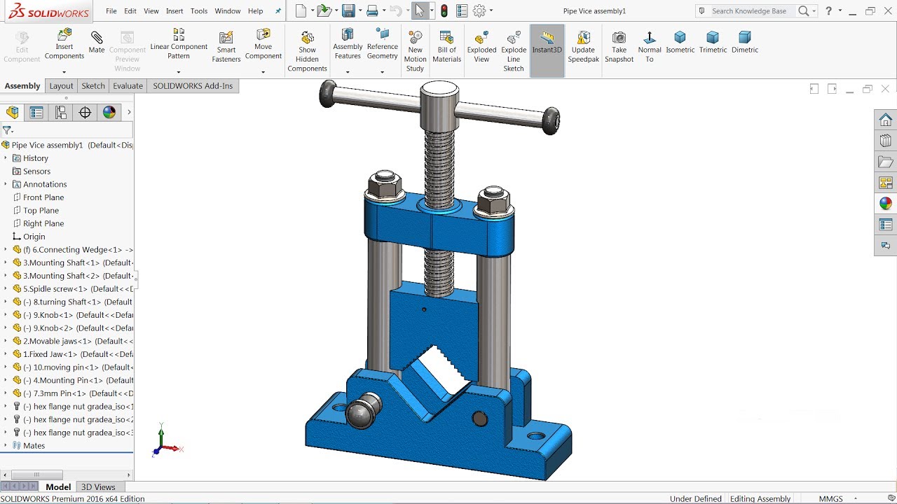 Solidworks tutorial | Design of Pipe Vice in Solidworks
