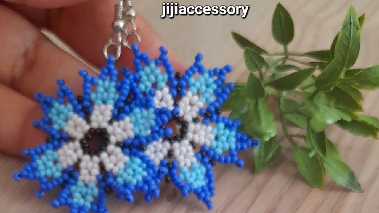 Kum Boncuk Çiçek Küpesi 🌿Sand Bead Flower Earrings☘️🌿