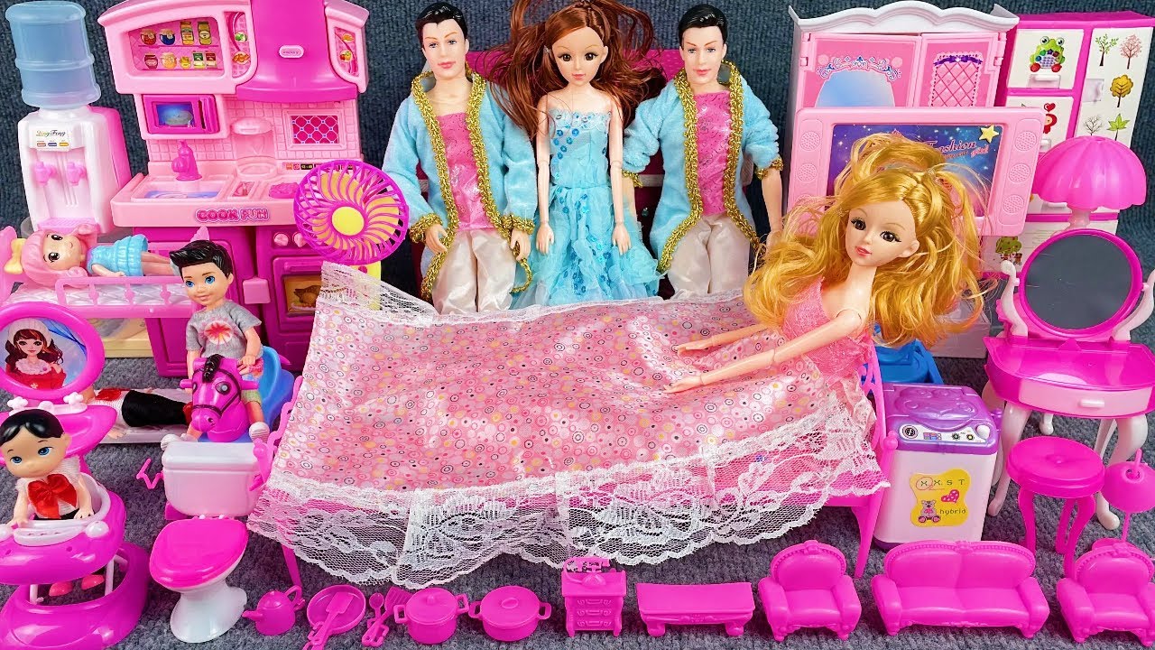 7 Minutes Satisfying with Unboxing Barbie Fancy Bedroom Toys Play Set Review | ASMR 