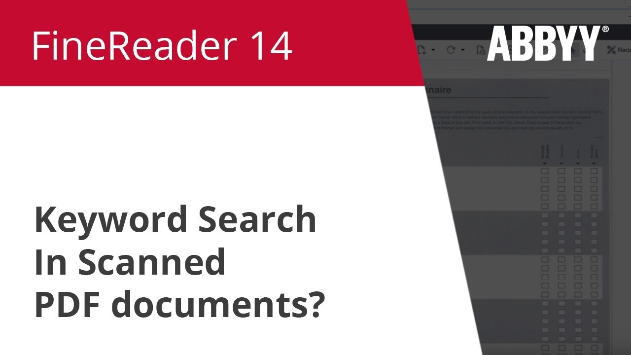 FineReader 14 How To: Keyword Search In Scanned PDF documents?