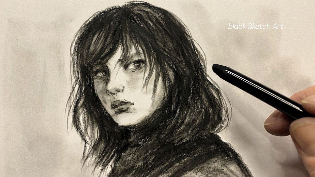 Moody Charcoal Portrait | Soft Shadow Face Study
