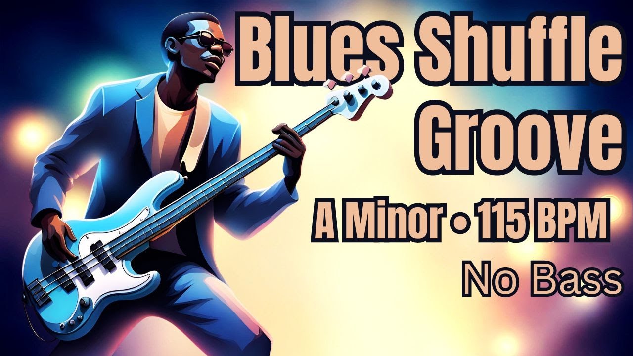 Backing Track For Bass 🎸 A Minor 🎶 Blues Shuffle Groove 🔥 115 BPM