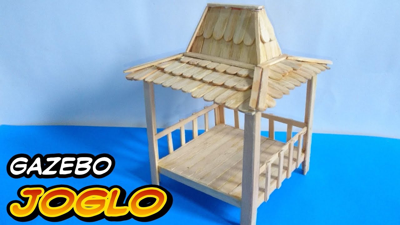 Membuat gazebo joglo dari stik es krim || miniatur rumah adat jawa tengah