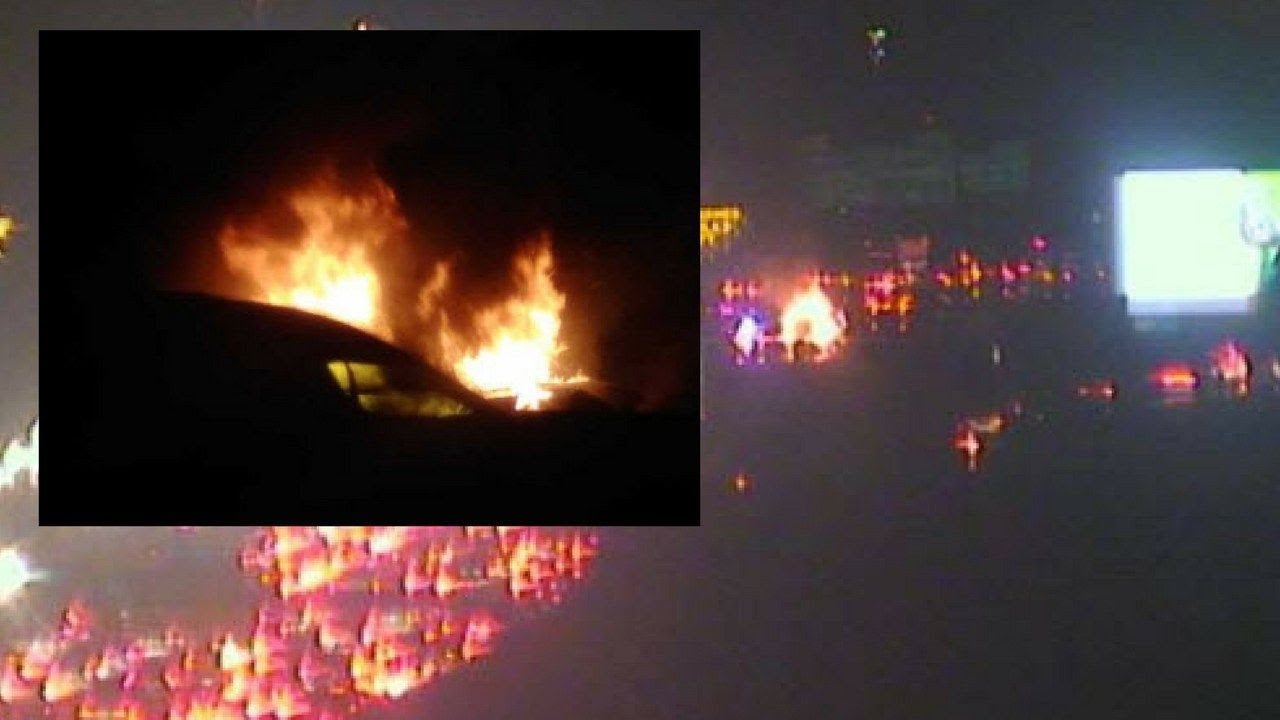 VIDEO: Fiery collision leaves 3 injured