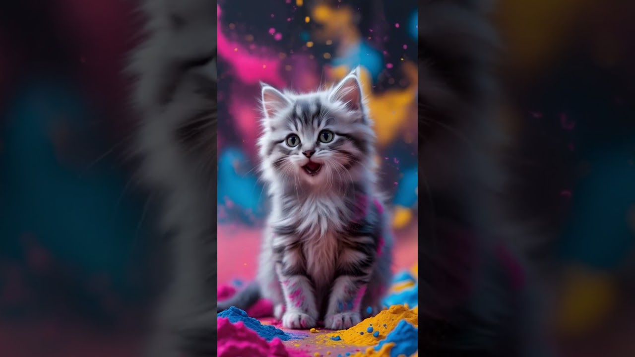 🐱 Holi Festival Kitten &ndash; A Colorful Celebration of Cuteness! 🎨✨ #HoliVibes