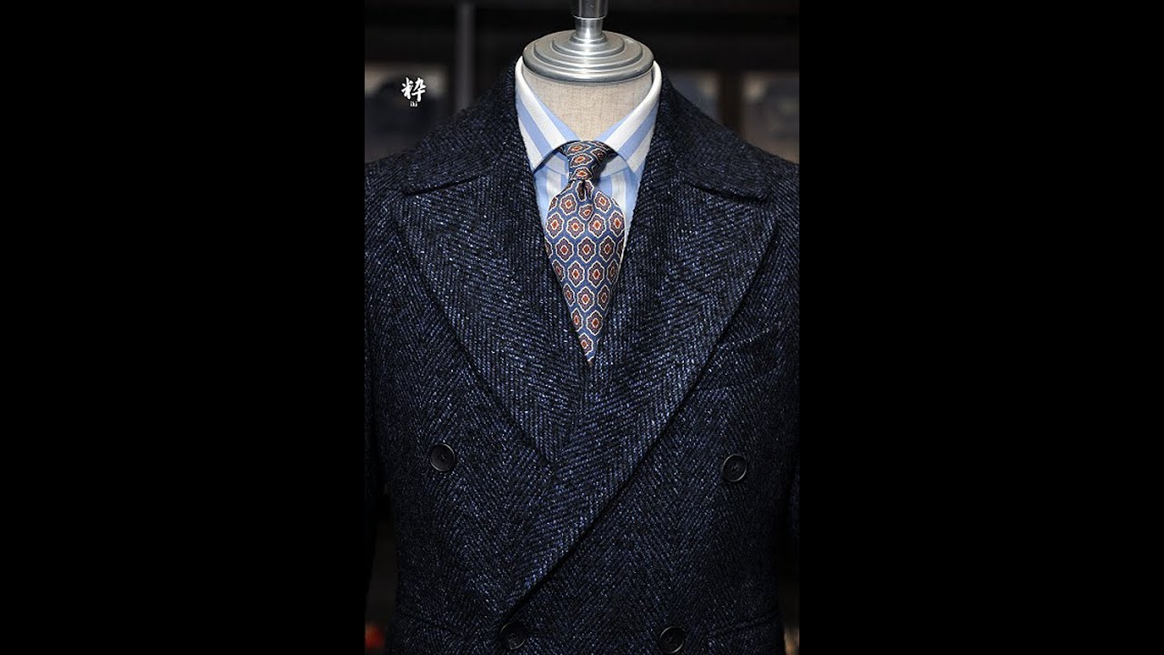 Bespoke Coat(オーダーコート)  アルスターコート ネイビーヘリンボーン