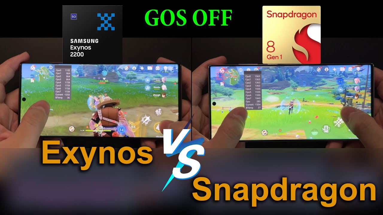 GOS OFF! Сравнительный тест Galaxy S22 Ultra Exynos 2200 против Snapdragon 8 Gen1 Genshin Impact