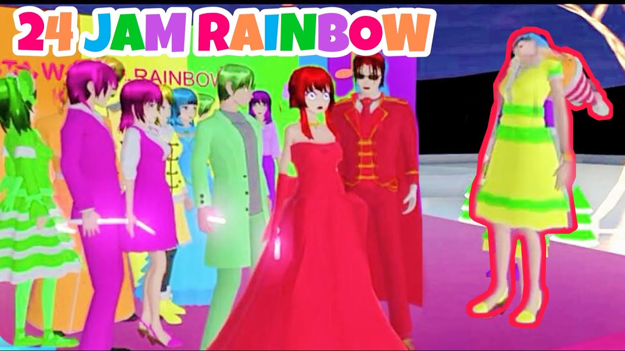 24 JAM WARNA RAINBOW ! HOROR HANTU LUCU SAKURA SCHOOL SIMULATOR INDONESIA